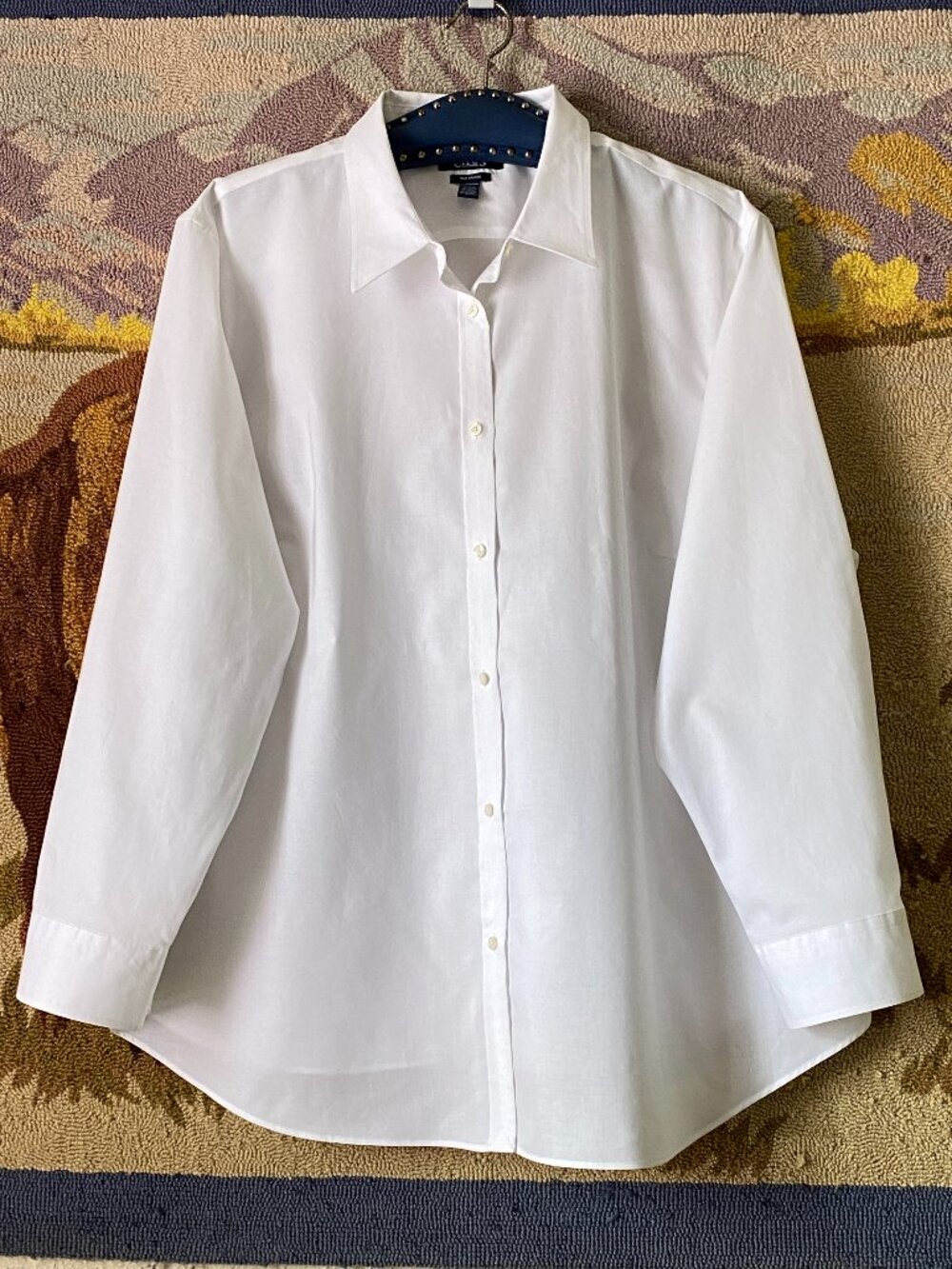 New Chaps No-Iron Sz 3X Optic White Blouse Shirt Long Sleeve